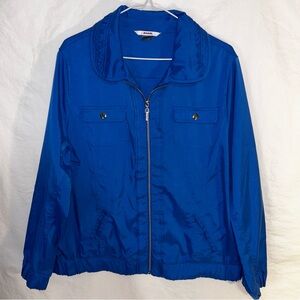 ALIA Retro-Style Cobalt Blue Zip-Up Jacket - Size M - Lightweight Windbreaker
